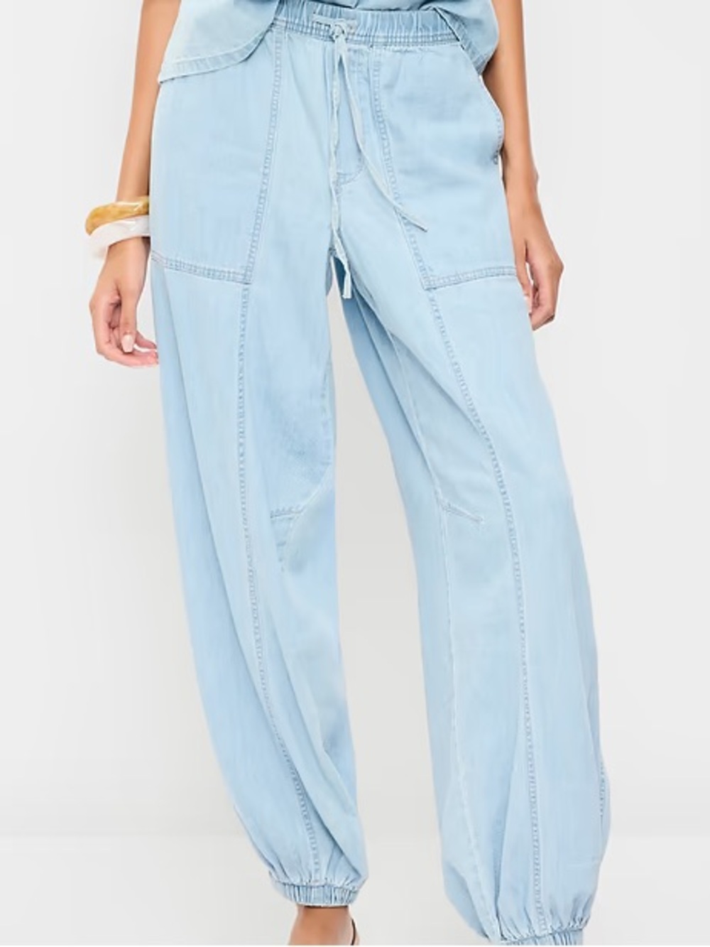 Old Navy Light Blue Cotton Drawstring Joggers